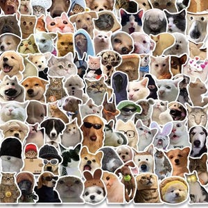 10/30/50/100pcs Stickers - Cute Dog Cat Meme Kawaii Funny Animal Cartoon Decal for Skateboard Laptop Phone Gift For Her Gift For Him