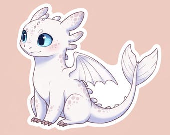 Light Fury Dragon Sticker: Waterproof Vinyl Decal - HTTYD Inspired