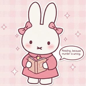 Sticker de lecture lapin rose | Sticker livre drôle citation lapin mignon en vinyle | Sticker pour ordinateur portable pastel kawaii | Cadeau pour amoureux des lapins