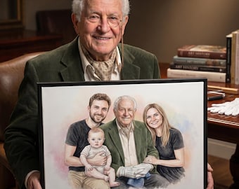 Custom Family Painting From Photo Merge Photos To Portrait Father Day Gift For Dad Loss Of Father Memorial Watercolor Family Portrait