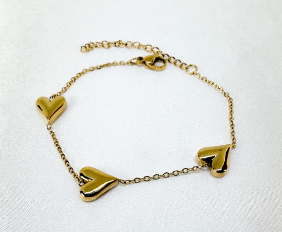 18K ゴールドメッキ ハート付きブレスレット - Etsy 日本