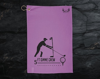 Toalla de golf Five Foot Gimme Crew, toalla de golf divertida, regalo de golf para hombres, toalla para bolsa de golf, morada, One More Bucky™
