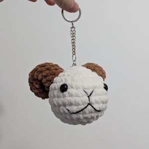 Crochet Ram Keychain, Merry Keychain, Handmade Plush Animal Charm