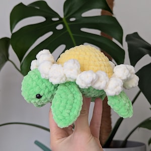 Plush Turtle with Daisy Shell – Handmade Soft Toy