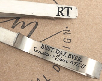 Personalized Hand Stamped Standard Tie Bar Clip Wedding Anniversary Graduation G Personalized Hand Stamped Standard Tie Bar Clip Wedding Anniversary Graduation G