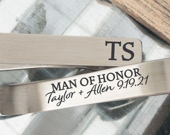 Personalized Man of Honor Gift Man Of Honor Tie Clip Wedding Tie Bar Man Of Honor Gift Groomsman Tie Clip Personalized Gift For Man Of Honor