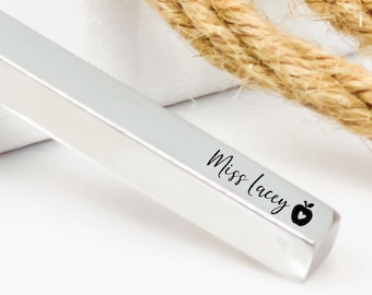 Teacher Gift Teacher Necklace Teacher Bar Necklace Teacher Jewelry Personalize Cube Necklace Personalized Necklace Apple Gift for Teacher