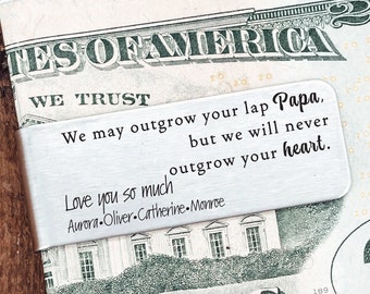 Personalized Grandpa Money Clip Gift Idea For Papa Gift Idea May Outgrow Your Lap But not Your Heart Father's Day Gift Papaw Opa Poppop