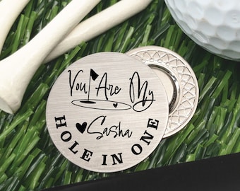 Personalized Hole In One Golf Ball Marker Valentine's Day Gift Personalized Gift Golf Ball Marker Gift for Him Golf Ball Marker Hat Clip