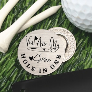 Personalized Hole In One Golf Ball Marker Valentine's Day Gift Personalized Gift Golf Ball Marker Gift for Him Golf Ball Marker Hat Clip