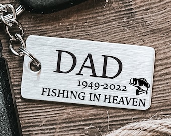 Fishing In Heaven Remembrance Keychain Gift For Remembering Your Loved Fish Hook Ones Stainless Steel Engraved Keychain For The Fisherman