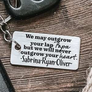 Gift For Grandpa From Kids Papa Keychain Papaw Father&#39;s Day Gift For Opa Gramps Gift Idea Personalized Name We May Outgrow Your Lap Keychain
