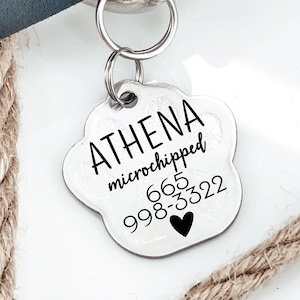 Microchipped Cat Tag Microchipped Tag Microchipped Pet Tag Microchipped Engraved Cat Tag Personalized Cat ID Tag Microchip Cat Tag