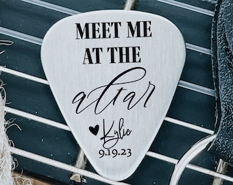 Personalized Groom Gift Fiancé Meet Me At The Altar Guitar Pick Wedding Day Fiancé Guitar Pick Gift Wedding Ceremony Gift For Future Husband