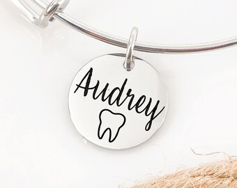 Gift For Dental Hygienist | Dental Hygienist Gift Idea | Dental Student Jewelry | Dentist Gift | Dentist Graduation | Dental Bracelet Bangle