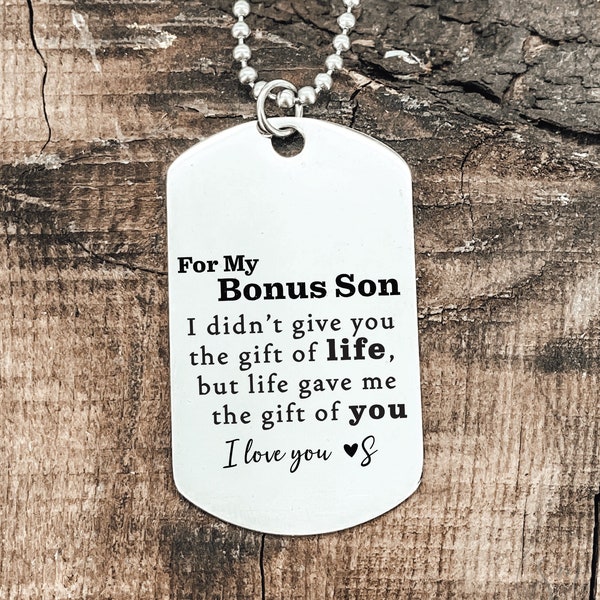 Stepson Necklace Gift Personalized Bonus Son Necklace Personalized Men's Necklace Gift Idea Personalized Names Gift From Dad Step Mom