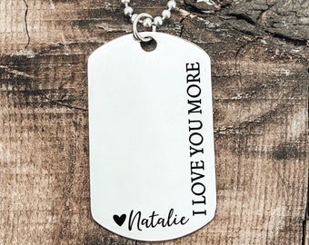 Idée cadeau I Love You More Collier homme personnalisé Idée cadeau anniversaire de mari Idée cadeau fête des pères Collier homme mari Cadeau d'anniversaire