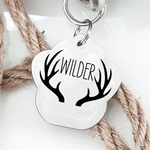 Antlers Pet Tag Personalized for Dog for Cat Wild Personalized Pet Id Tag Engraved Personalized Pet for Dog Small Large for Collar Deer Horn