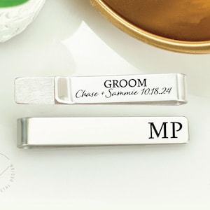 Groom Tie Clip Personalized Wedding Party Gift For Groom On Wedding Day Customizable For Future Husband Marriage Metal Fiancé Gift Fiance