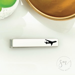 Pilot Gift Airplane Tie Clip Pilot Tie Clip Airplane Tie Bar Men&#39;s Gift Aviation Enthusiast Tie Clip Gift Pilot Airplane Gif Personalized
