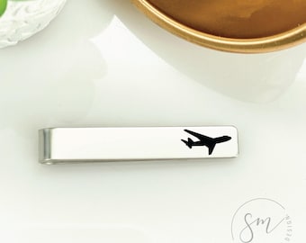Pilot Gift Airplane Tie Clip Pilot Tie Clip Airplane Tie Bar Men's Gift Aviation Enthusiast Tie Clip Gift Pilot Airplane Gif Personalized