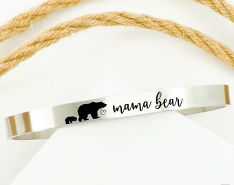 Mama Bear Cuff Mama Bear Bracelet Gift For Mama Bear with Cubs Gift Valentines Day Gift Gift Birthday Personalized Amount of Cubs Mom Gift