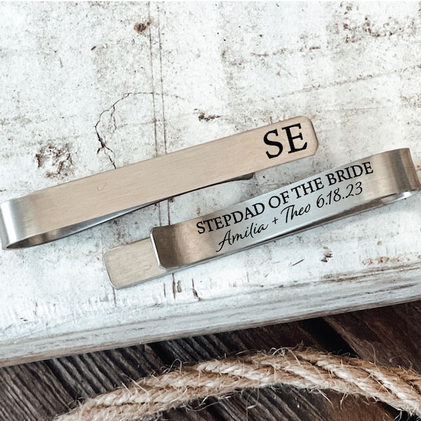 Stepdad Of The Bride Tie Clip Personalized Wedding Party Gift Dad For Step Wedding Day Bride Step Marriage Gift Stepparent Second Dad Bonus