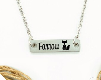 Personalized Little Girl Bar Necklace Fox Jewelry Girl Christmas Gift Daughter Birthday Gift Girl Fox Necklace Personalized Name Girl Gift