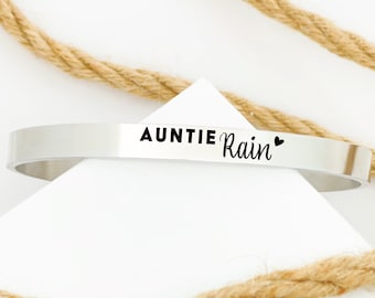 Aunt Gift Auntie Cuff Niece Nephew Bracelet Gift For Tia Aunt Gift Personal Birthday Personalized Christmas Gift Zia Tante Heart Aunt Brace