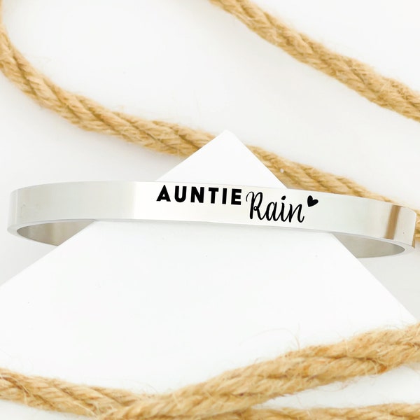 Aunt Gift Auntie Cuff Niece Nephew Bracelet Gift For Tia Aunt Gift Personal Birthday Personalized Christmas Gift Zia Tante Heart Aunt Brace