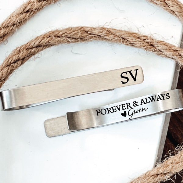 Anniversary Gift Idea for Husband Forever and Always Tie Clip Personalized Anniversary Tie Clip Husband Tie Clip For Anniversary Gift