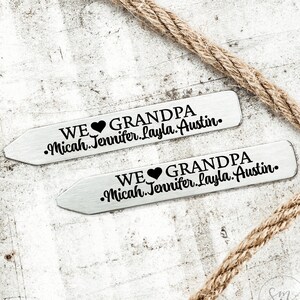 We Heart Grandpa Collar Stay Fathers Day Gift For The Papa Engraved Collar Stay Grandpa Gift Idea For Greatest Gramp Grandkid names Personal