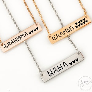 Grams Bar Necklace Grandma Gift Grandma Necklace Grandma Jewelry Nana Necklace Grammy Gift For Birthday Yaya Gift Grandma Honey Bar Necklace