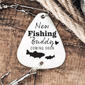 First Time Dad Pregnancy Announcement from Partner New Fishing Buddy Soon Lure - Telling Father Husband Boyfriend Gift Pregnant Baby New