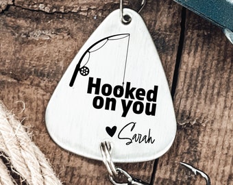 Personalized Fishing Lure Gift Hooked On You Fishing Lure Boyfriend Gift Anniversary Gift Men's Gift Birthday Gift Personalized Name for Him