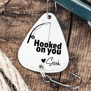 Personalized Fishing Lure Gift Hooked On You Fishing Lure Boyfriend Gift Anniversary Gift Men's Gift Birthday Gift Personalized Name for Him