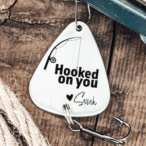 Hooked on You Fishing Lure Personalized Fishing Lure Fisherman Gift Mens Gift Engraved Lure Anniversary Gift Anniversary Gift For Him