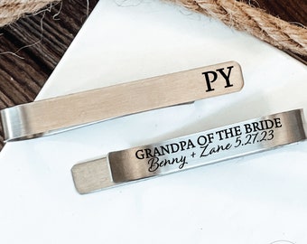 Grandpa Of The Bride Tie Clip Personalized Wedding Party Gift Grandpa For Papa Wedding Day Bride's Grandparent Marriage Gift Grandpa Bride