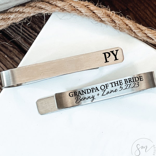 Grandpa Of The Bride Tie Clip Personalized Wedding Party Gift Grandpa For Papa Wedding Day Bride's Grandparent Marriage Gift Grandpa Bride