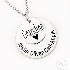 Personalized Grandma Gift Idea Jewelry Grandma Necklace Mother's Day Gift For Nana Oma Gift Yaya Granny Gift Idea for Grams Necklace Disc