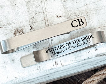 Brother Of The Bride Gift Brother Tie Clip Gift For Brother Tie Clip Bride's Brother Tie Bar Wedding Party Tie Clip Personalized Initials