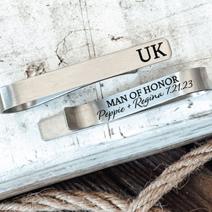 Personalized Man of Honor Gift Man Of Honor Tie Clip Wedding Tie Bar Man Of Honor Gift Groomsman Tie Clip Personalized Gift For Man Of Honor image 1