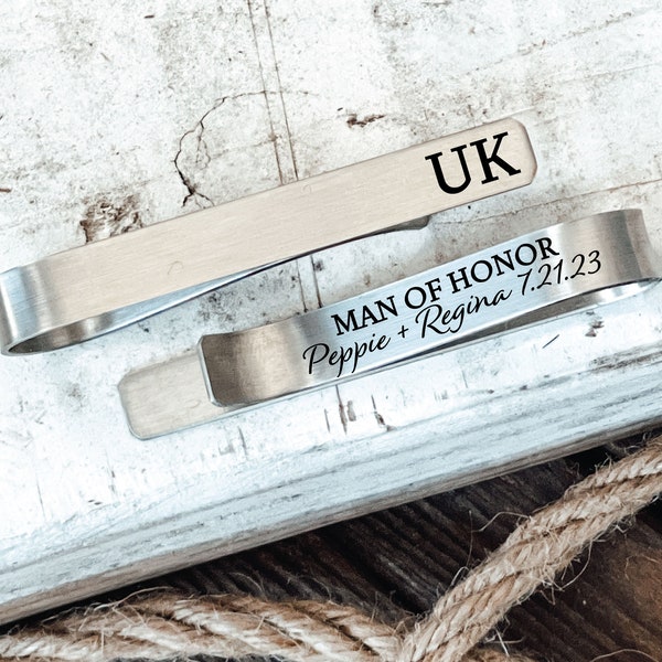 Personalized Man of Honor Gift Man Of Honor Tie Clip Wedding Tie Bar Man Of Honor Gift Groomsman Tie Clip Personalized Gift For Man Of Honor