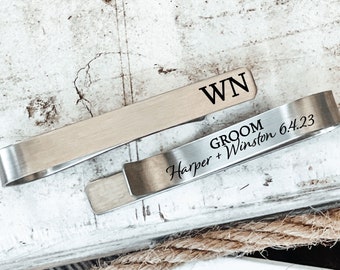 Groom Tie Clip Personalized Wedding Party Gift For Groom On Wedding Day Customizable For Future Husband Marriage Metal Fiancé Gift Fiance