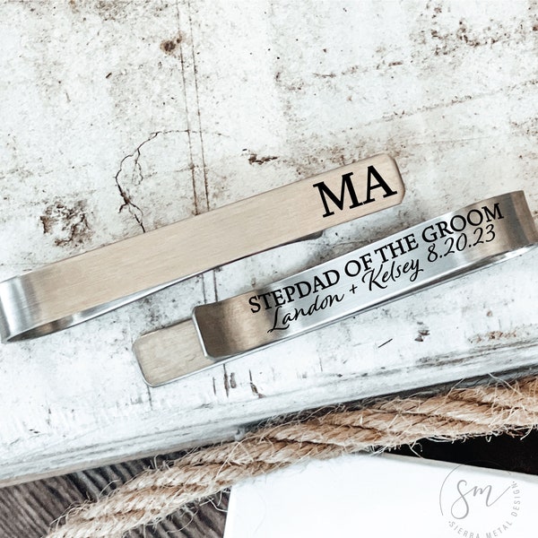 Stepdad Of The Groom Tie Clip Personalized Wedding Party Gift Dad For Step Wedding Day Groom Step Marriage Gift Stepparent Second Dad Bonus