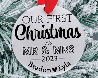 Christmas Married Ornament Personalized Christmas 2023 Marriage Gift Christmas Ornament Names 2023 Christmas Ornament For Newlyweds Ornament