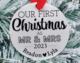 Our First Christmas As Mr & Mrs Ornament Personalized 2023 Christmas Ornament Holiday First Christmas Ornament Just Married Husband and Wife