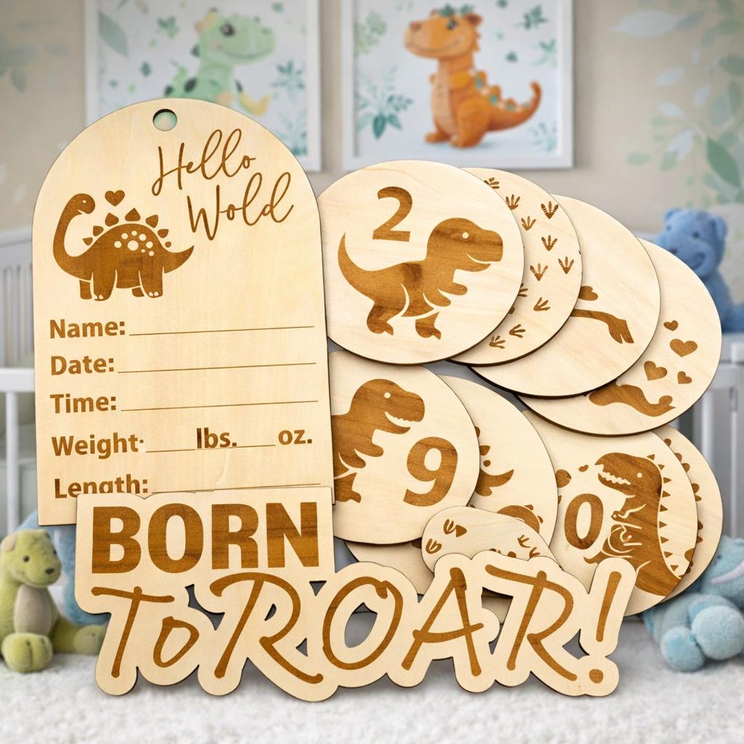 Dinosaur Baby Milestone Markers | Dino Monthly Baby Photo Props ...