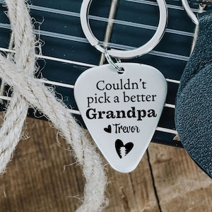 Personalized Grandpa Keychain Father&#39;s Day Gift for Dad Guitar Pick Couldn&#39;t Pick A Better Dad Guitar Pick For Dad Gift Birthday Gift Names