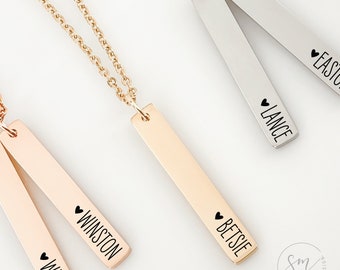 Personalized Jewelry Kids Names Necklace Heart Necklace Mother's Day Gift For Mom From Kids Wife Gift Mom Personalized Name Pendant Necklace